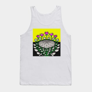 Art nouveau rose buds yellow background Tank Top